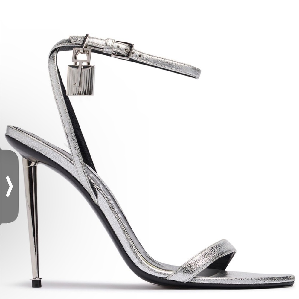 TOM FORD Silver Leather Padlock Sandals 105 size 40 - Picture 3 of 8